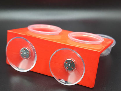 3D Printed Gecko Feeding Ledge: Dual Suction Cup Reptile Feeder with 4 cups